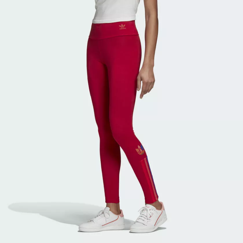 ADIDAS ORIGINALS 3D TREFOIL LEGGINGS UK 10,12,14,16 SCARLET BNWT LAST 4