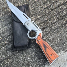 9.84inch Folding Pocket Knives For Men Camping Hiking Wood with Nylon Sheath