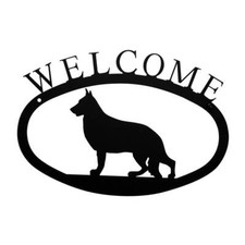 Wrought Iron German Shepherd Dog Welcome Sign Small 11.4" Made in USA 
