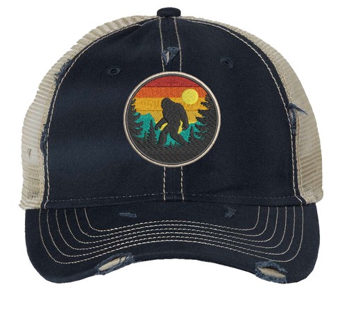 Distressed Bigfoot Trucker Hat – Embroidered Sasquatch Cap for Hikers And Outdoo - Picture 4 of 8