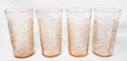 4 Federal Depression Glass Pink Sharon Cabbage Rose 12oz Tumblers 5-1/4"  EXC