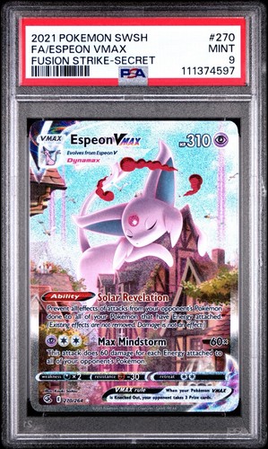 Pokemon 2021 Espeon VMAX 270/264 Fusion Strike Secret Rare Alt Art Holo PSA 9