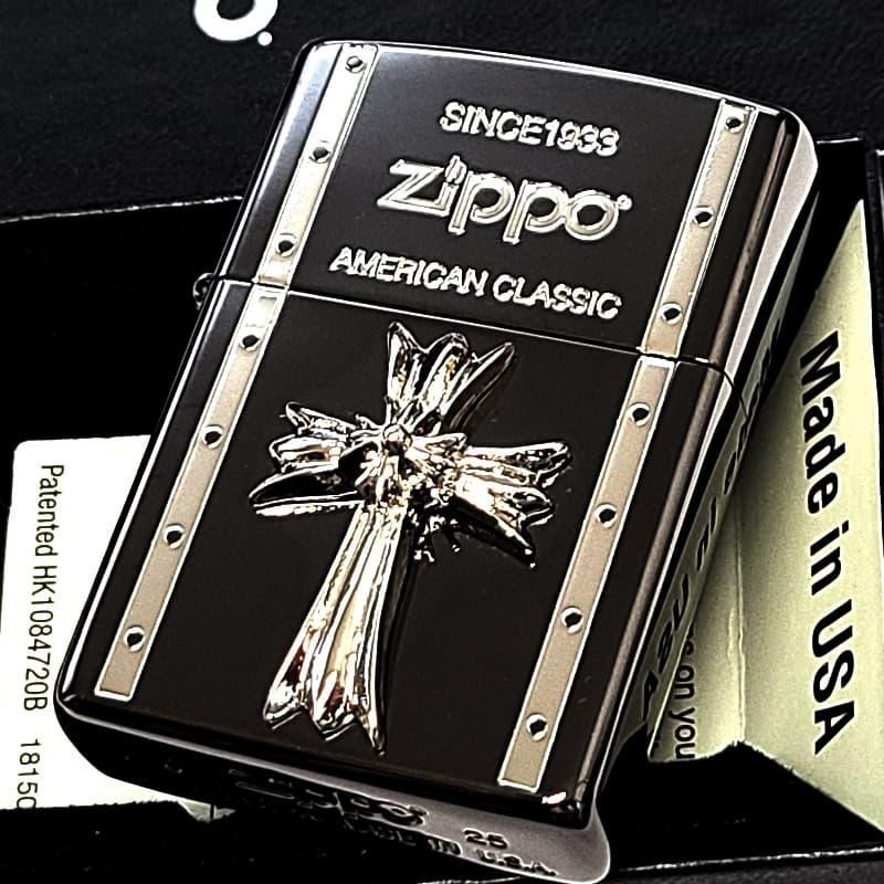 Zippo Cross Metal American Classic Gunmetal Black Etched Eng