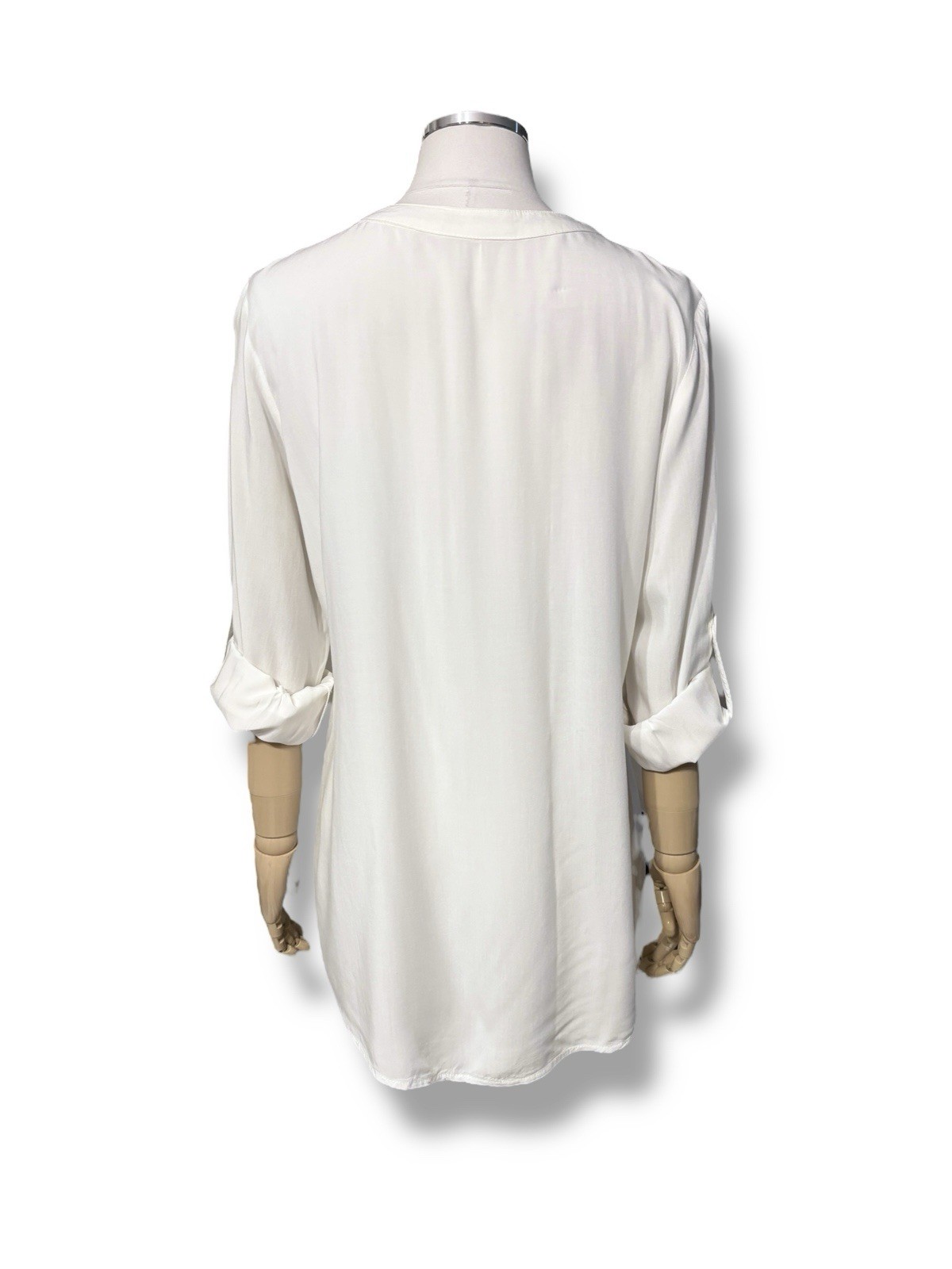 SOLITAIRE White Split Neck Tunic Multicolored Flo… - image 3