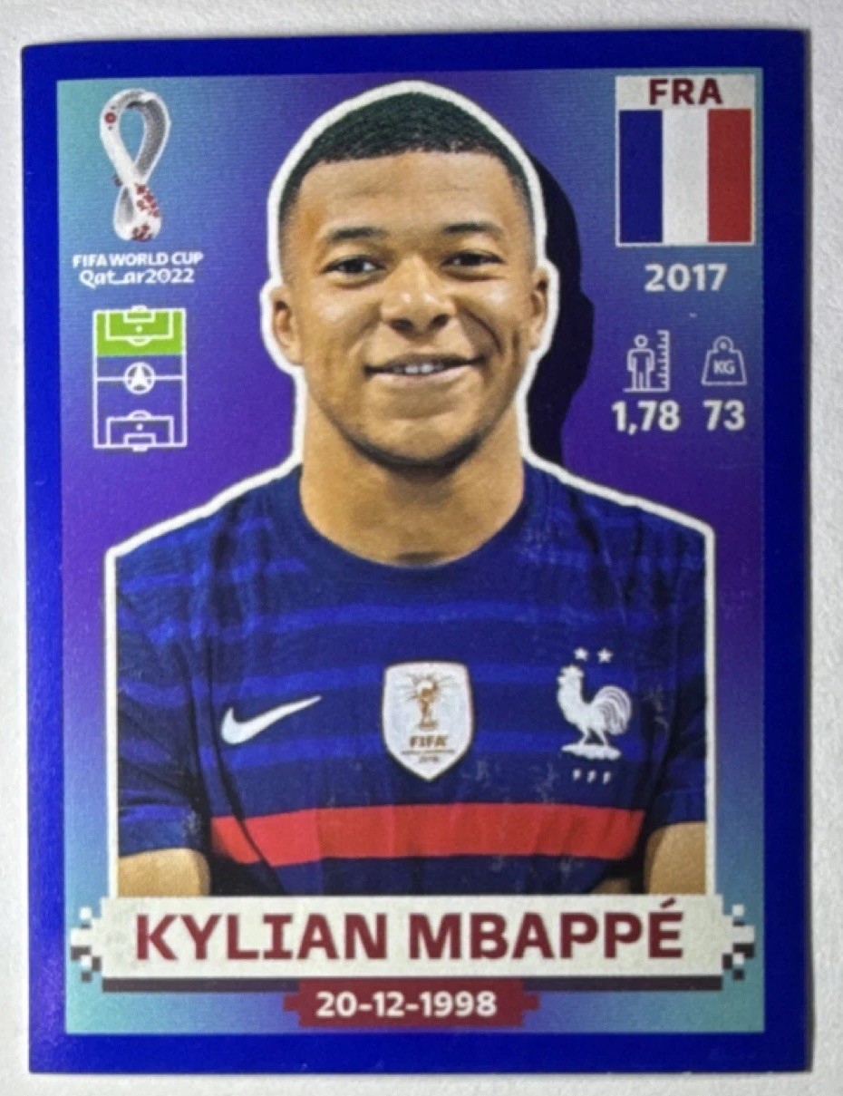 Panini FIFA World Cup Qatar 2022 Kylian Mbappé France Sticker FRA 19 blue