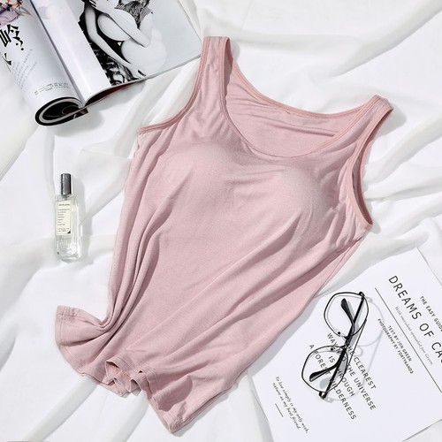 Women Padded Camisole with Built in Bra Cami Vest Sleeveless Bralet Tank Tops - Picture 8 of 32