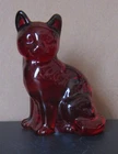 Fenton Ruby Red Sitting Cat Unpainted No Sticker 3 3/4"