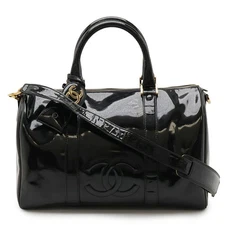 Chanel Patent Boston Bag Travel Bag Women Black One Size