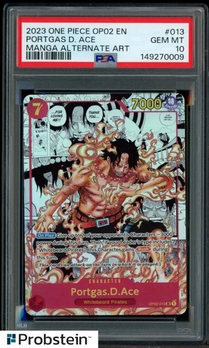 2023 One Piece OP02 En Manga Alternate Art #013 Portgas D. Ace PSA 10 GEM MINT