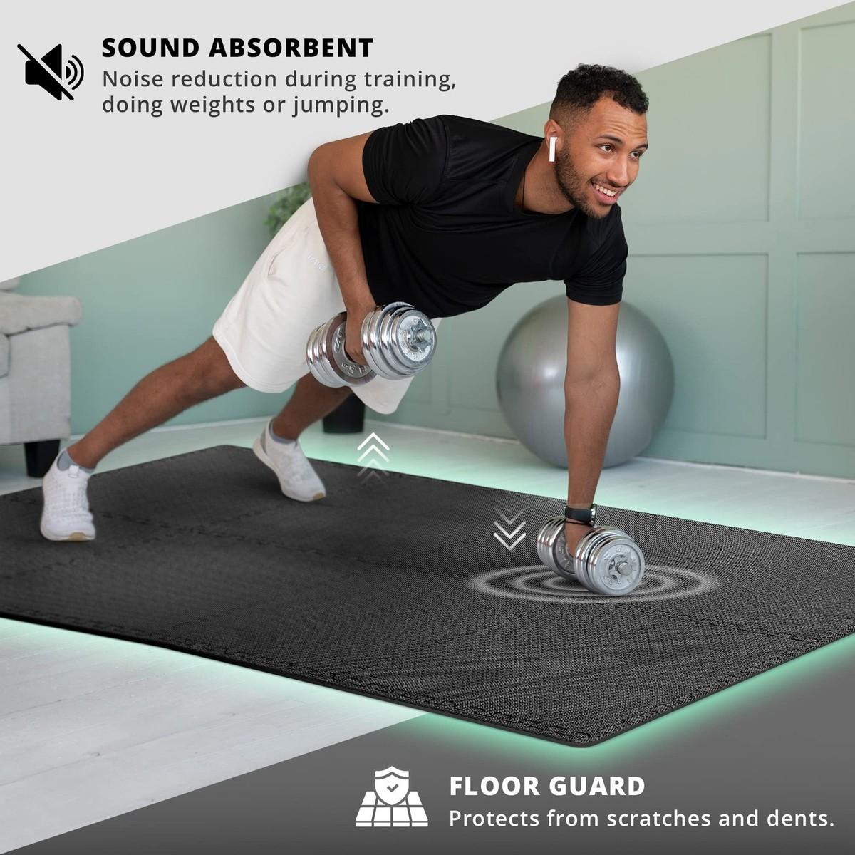 Gym Flooring Set - Interlocking EVA Soft Foam Floor Mat, 18 Pieces