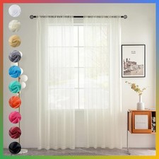 Sheer Curtains 2 Panels Ivory Light Filtering Rod Pocket 52W x 84L Window Draper