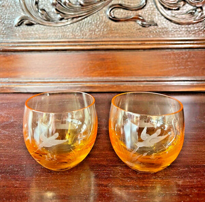 2 Kristallgläser Likör Brandy Graviert MOSER! CULBUTO! TOP ZUSTAND!