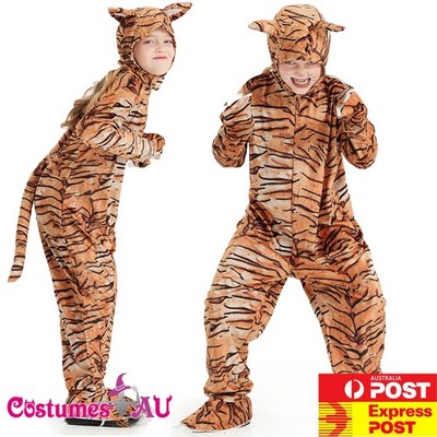 Boys Kids Tiger Furry Jumpsuit Child Zoo Party Fancy Dress Book Week Costume