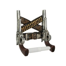 Wild West Gunslinger Holster Toilet Paper Holder Double Pistol Bathroom Decor