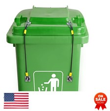 Trash Can Lid Lock 2 Pack Universal Outdoor Animal Proof Rubber Coated Steel