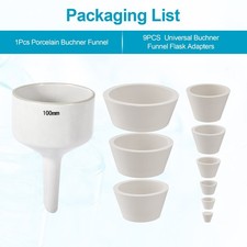 Lab Grade 100mm Ceramic Buchner Filter Funnel - Heat/Chemical Resistant, USA