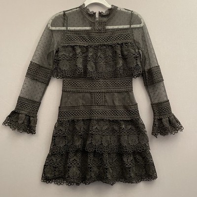 Few Moda Size Teen Small Black All-over Lace Layers Short Dress Wednesday  Goth | eBay