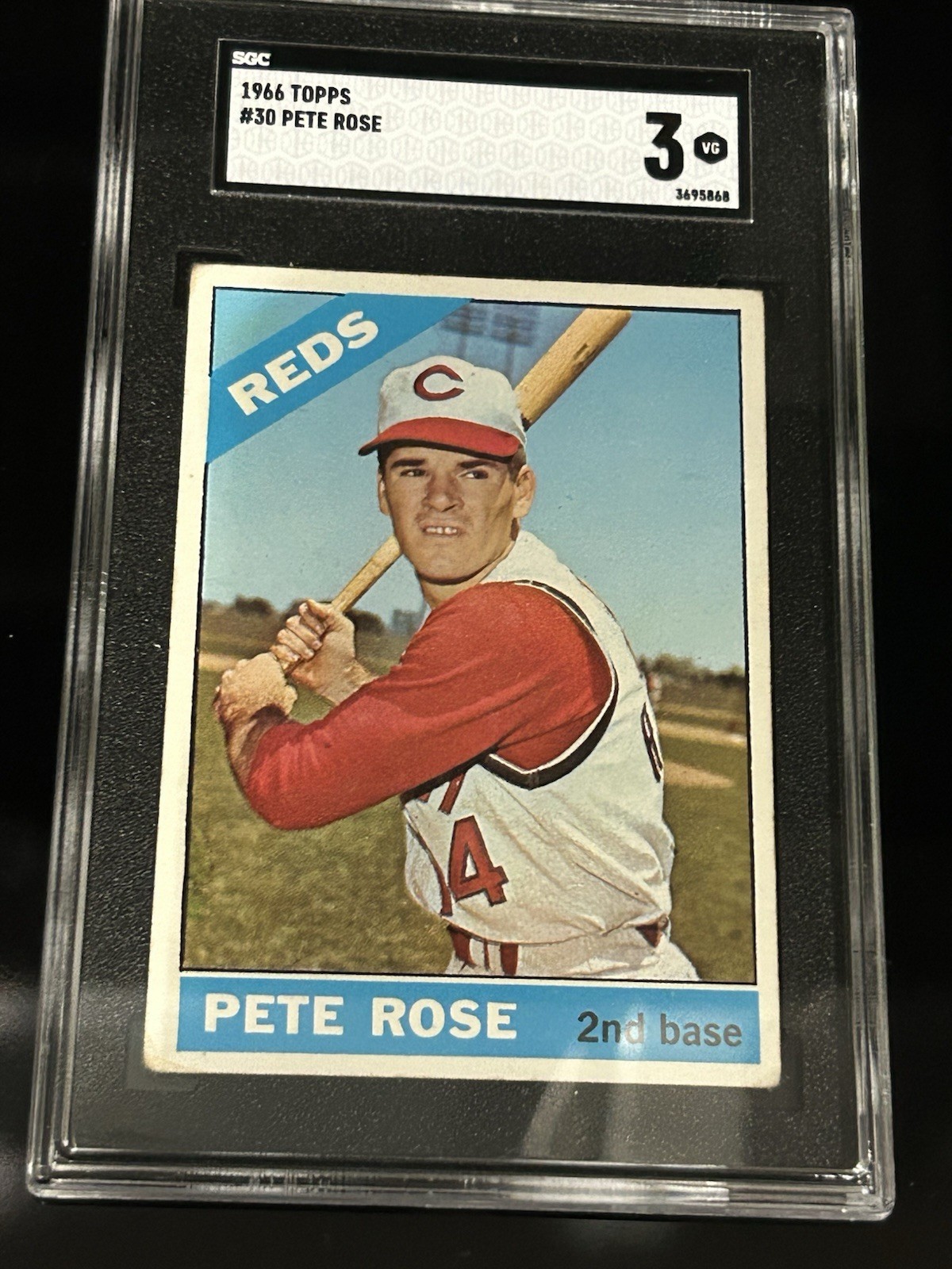 1966 Topps # 30 - PETE ROSE - Cincinnati Reds - SGC-3 (VG) -Hit King