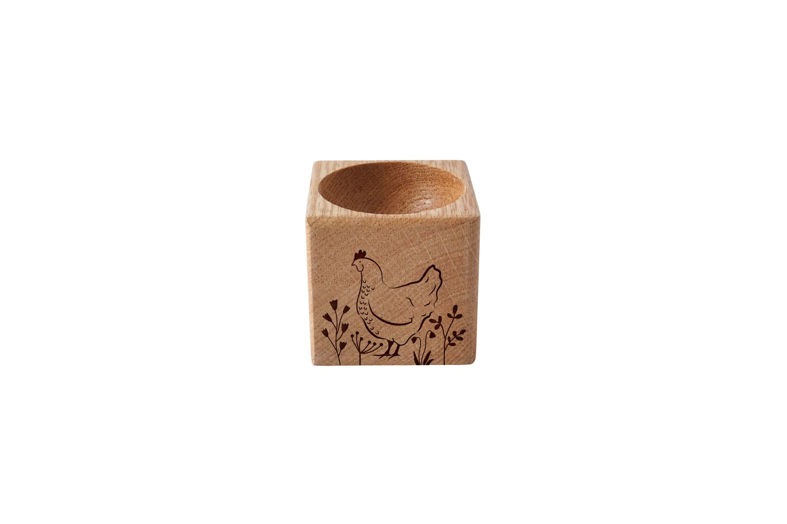 Bramble Farm Oak Egg Cup 'Chicken' Design Gift Box Breakfast Kitchenware