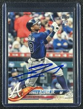 RONALD ACUNA JR. 2018 TOPPS #698B ROOKIE SP RC VARIATION IP AUTO BECKETT CERT
