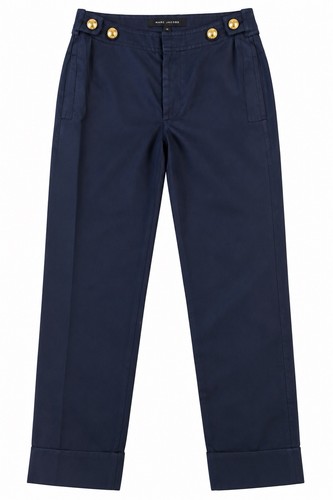 Marc Jacobs, Vintage Marc Jacobs Silk Military Sailor Pants Sz 0/ Xs Navy Gold Button Cropped