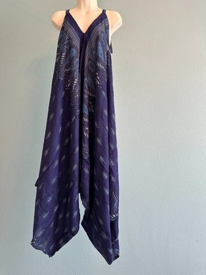 Womens Rayon Harem Romper Jumpsuit, Boho Hippie and Parachute Style w/ pockets