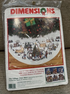 NEW Dimensions Counted Cross Stitch Kit Village Tree Skirt Christmas Tree 8520