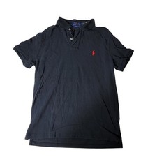Polo Ralph Lauren Mens Custom Slim Fit Polo Shirt Navy Blue Red Pony Logo Medium