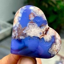 49G Natural Blue Cherry Blossoms agate Crystal Heart Quartz Mineral Specimen