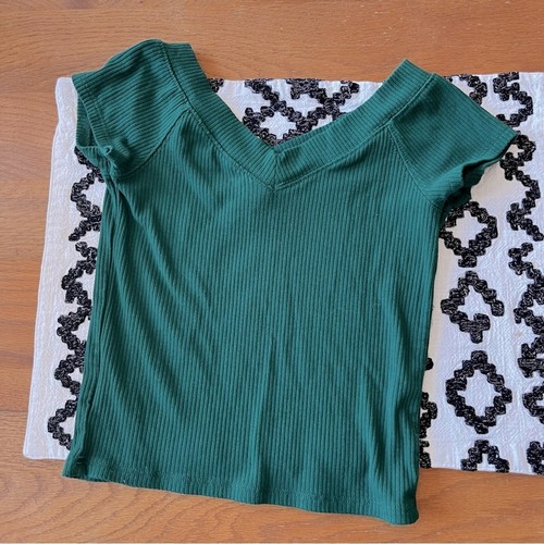 Art Class Green Ribbed Vneck Top kids girls size small S 6/7 - Picture 3 of 6