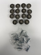 Set of 15 Brushed Nickel Colonial Round Drawer Knobs Pulls Handles