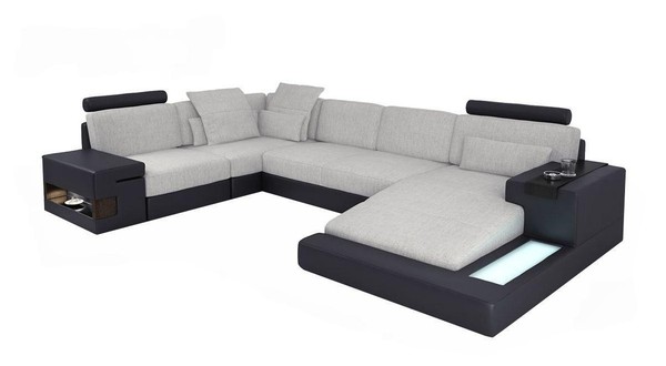 Design Sofas Wohnlandschaft Ecksofa Leder U Form Sofa Couch Polster Couchen Neu-image
