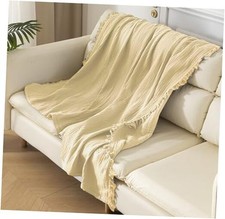 100 Organic Cotton 60"x80" Large Muslin Throw Blankets for Large Throw Creamy