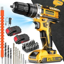 Cordless Drill Tool Combo Kit Brushless Impact Driver Hammer Portable Household