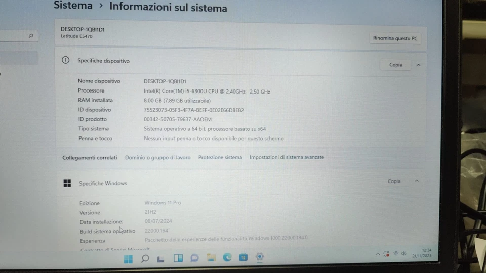 NOTEBOOK DELL LATITUDE E5470 (Intel Core i5-6300U 2,40 GHz 2.50 GHz) 14" - Immagine 3 di 4