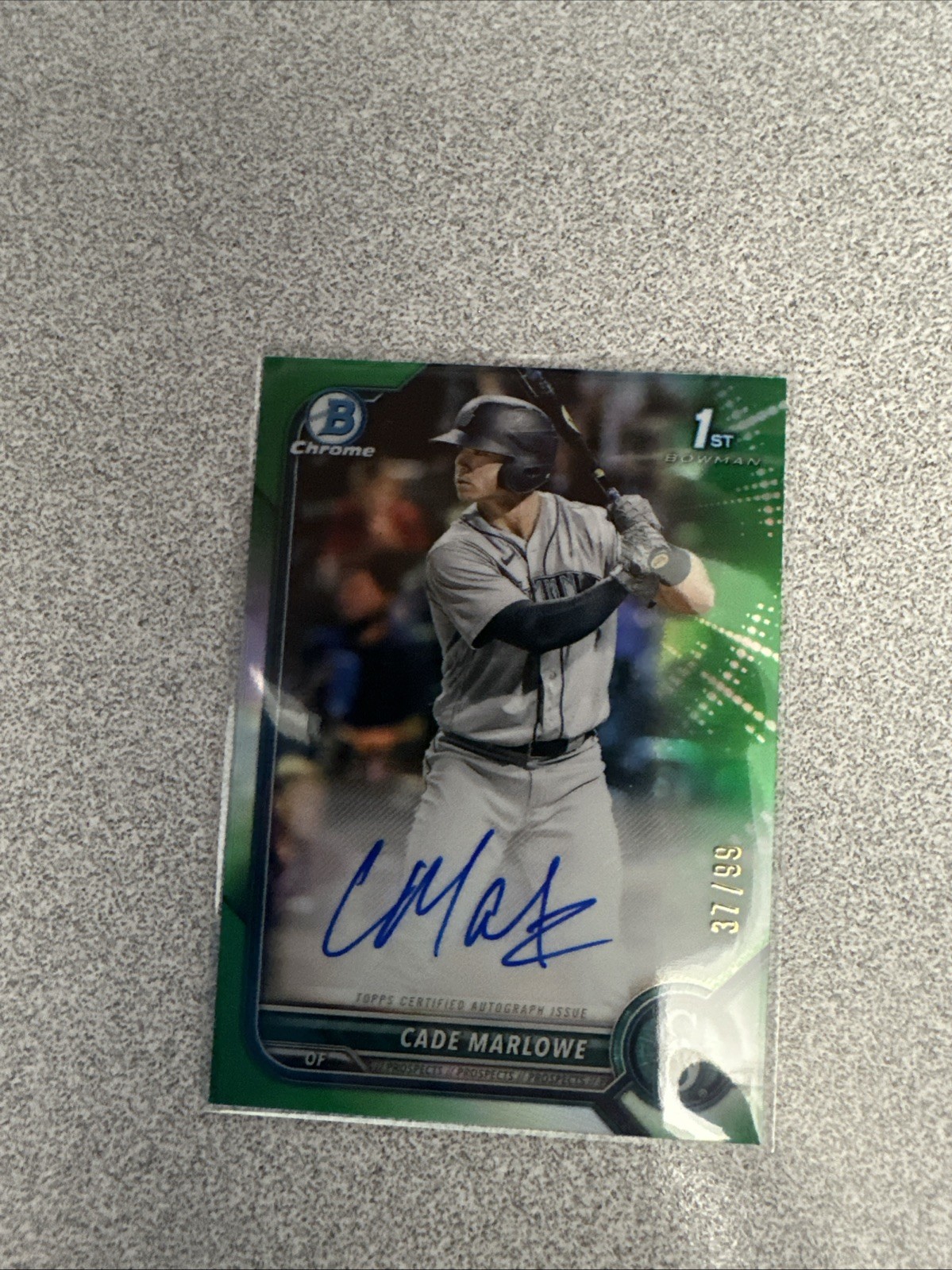 Cade Marlowe 2022 1st Bowman Chrome Prospect Auto Green Refractor /99 #CPA-CM