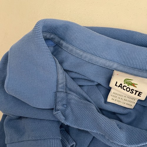 Lacoste Polo Men's 7 Blue Short Sleeve Solid Classic Collared Preppy Shirt - Picture 8 of 10