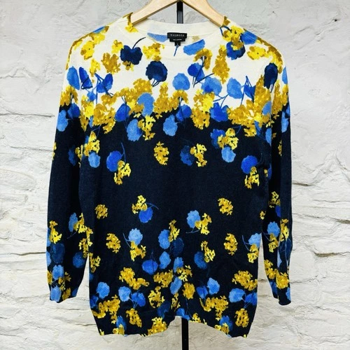 Talbots Pure Cashmere Light Sweater Abstract Floral Print Women’s Large