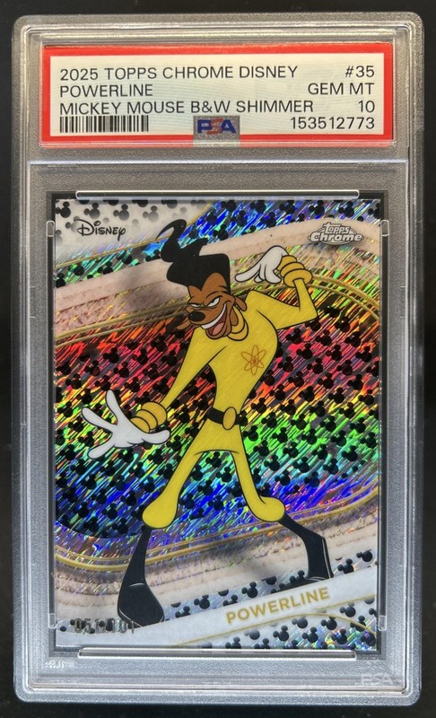 2025 Topps Chrome Disney Powerline Mickey B&W Shimmer #/101 PSA 10