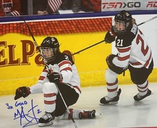 Meghan AGOSTA Signed 8x10 Photo! 3x OLYMPIC GOAL MEDALIST. TEAM CANADA!! W/COA