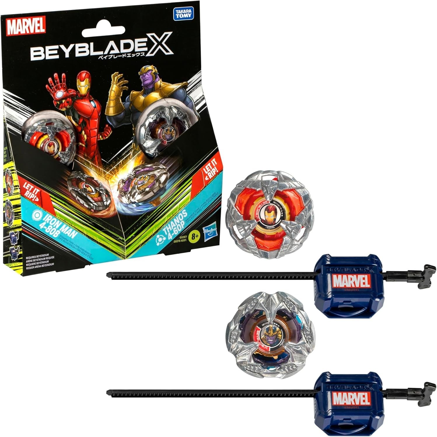 Beyblade X Marvel Collaboration Iron Man 4-80B vs. Thanos 4-60B New In Box