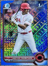 Justice Thompson 2022 Bowman Chrome Mojo Blue Refractor #105/150 Reds #BCP-59