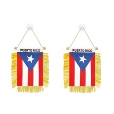 2 Pack Puerto Rico Window Small Mini Hanging Flag, 3 X 5 Inch Puerto Rican Ca...