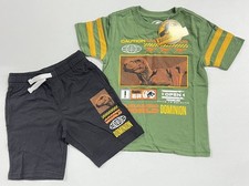 Jurassic World - Boy's 2 Piece Set - Shirt Shorts - Green/Black - Size 4/5