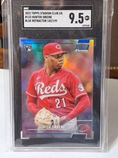 2022 Topps Stadium Club Chrome Hunter Greene Blue Refractor 142/199 #133 SGC 9.5