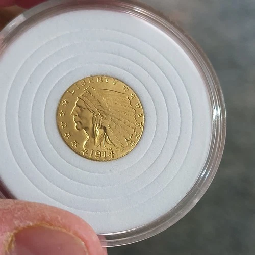 1914 Indian Head $2.50 Quarter Eagle Gold Coin Pre-1933 US Uncertified