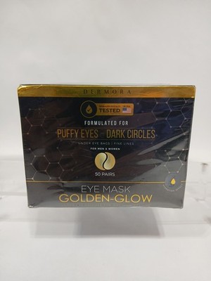 Dermora Under Eye Mask Patches Golden-Glow Puffy Eyes & Dark Circles 50 Pair NEW