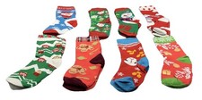 New Open Package 8 Kids Socks 3 - 5 Years Christmas Socks Santa Reindeer Snowman