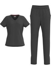 BHU Scrubs Set Top and Bottom Size Small Pewter/Grey STRETCH