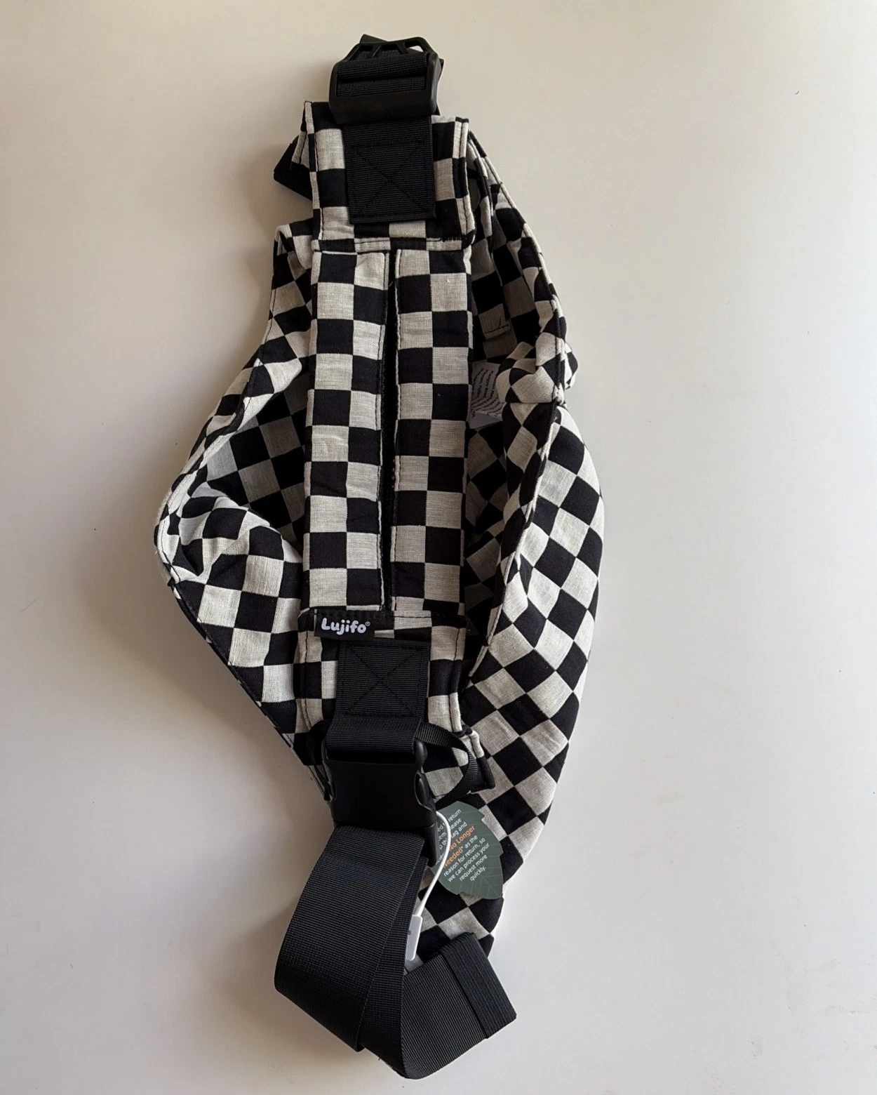 Baby Sling Carrier Adjustable Lightweight Cotton Black and White Checkered Lujif